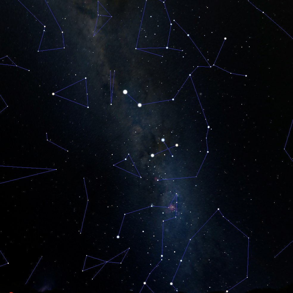 Le ciel étoilé de Nouvelle-Calédonie ce soir — vue Stellarium